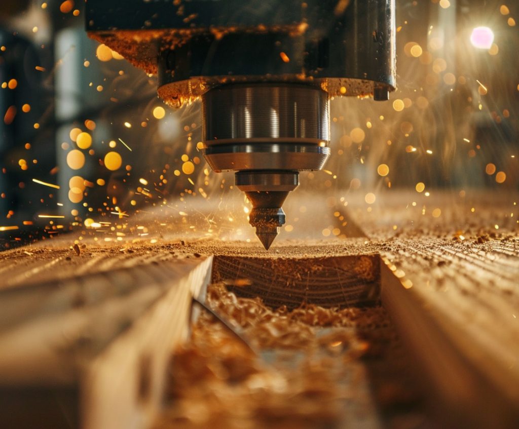 Precision CNC laser cutting in Deslo's advanced staircase manufacturing facility.